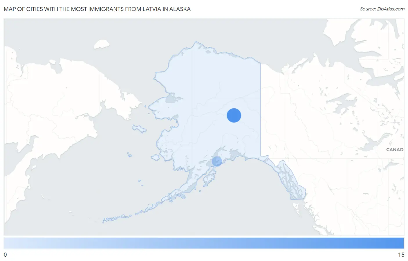 Cities with the Most Immigrants from Latvia in Alaska Map