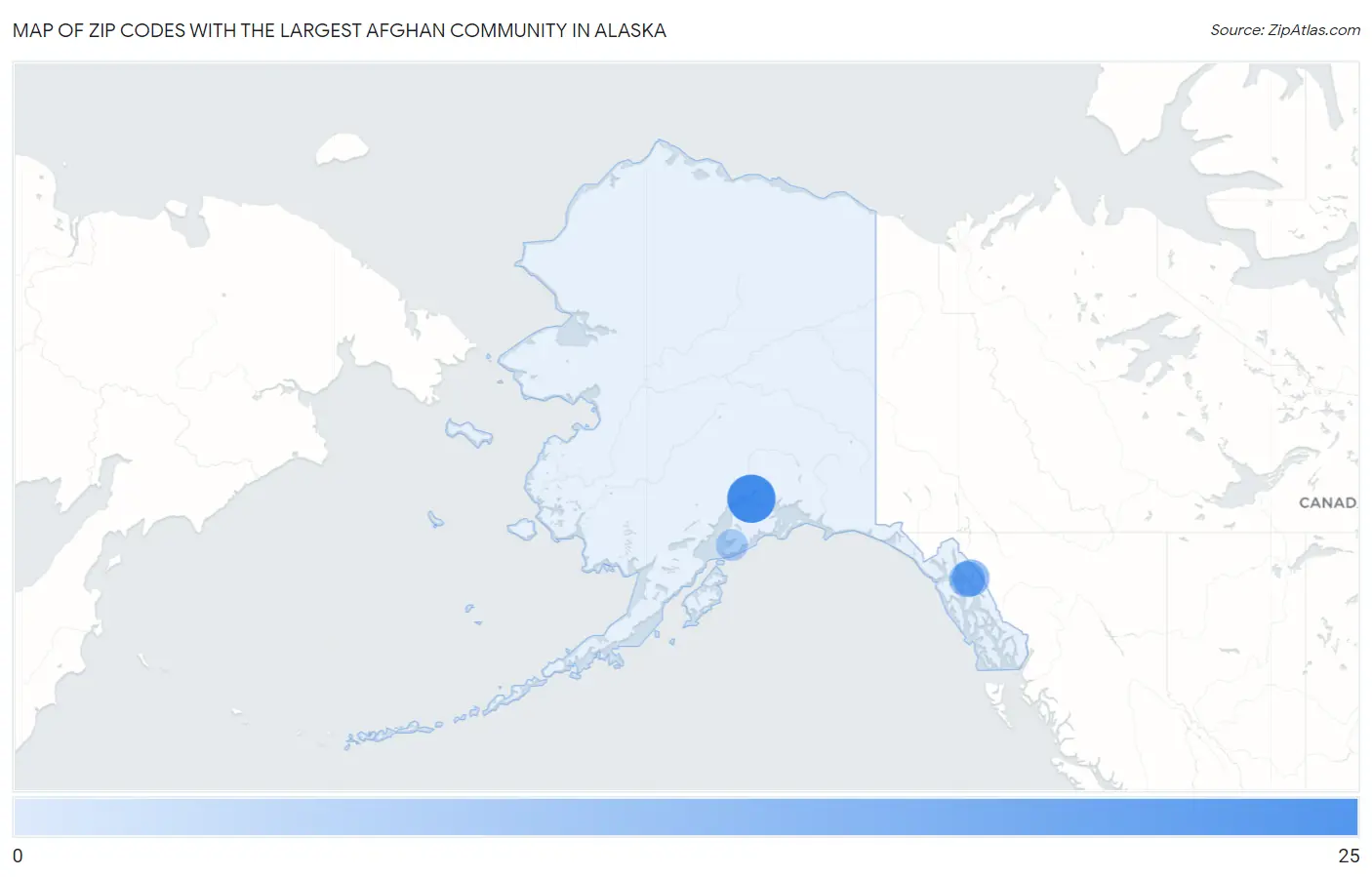Zip Codes with the Largest Afghan Community in Alaska Map