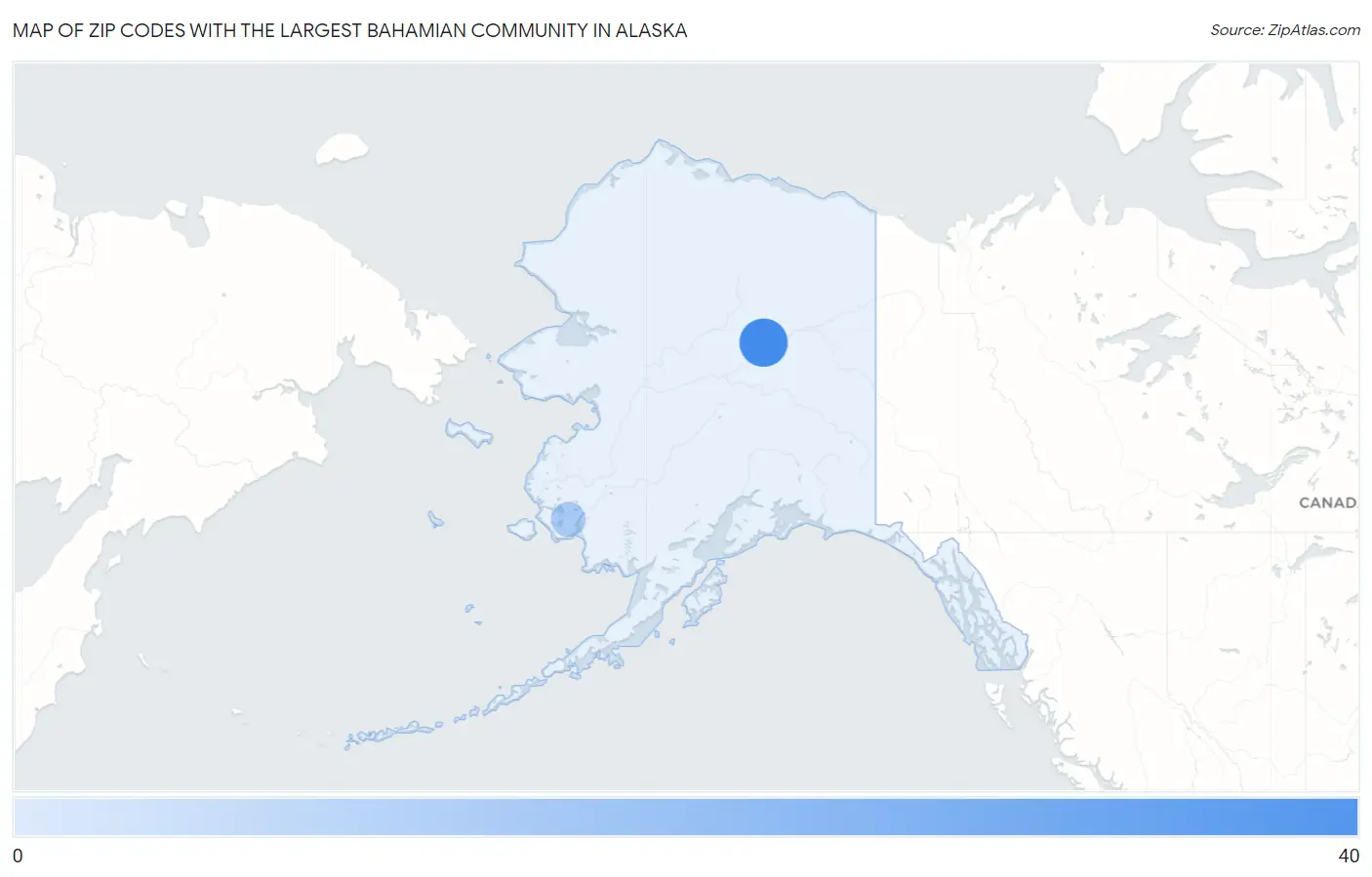 Zip Codes with the Largest Bahamian Community in Alaska Map