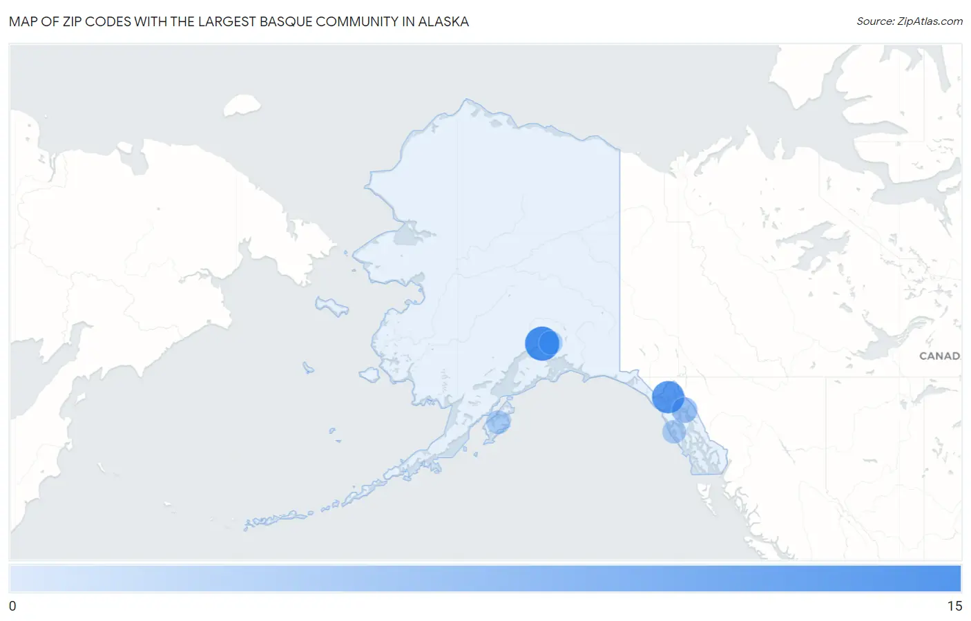 Zip Codes with the Largest Basque Community in Alaska Map
