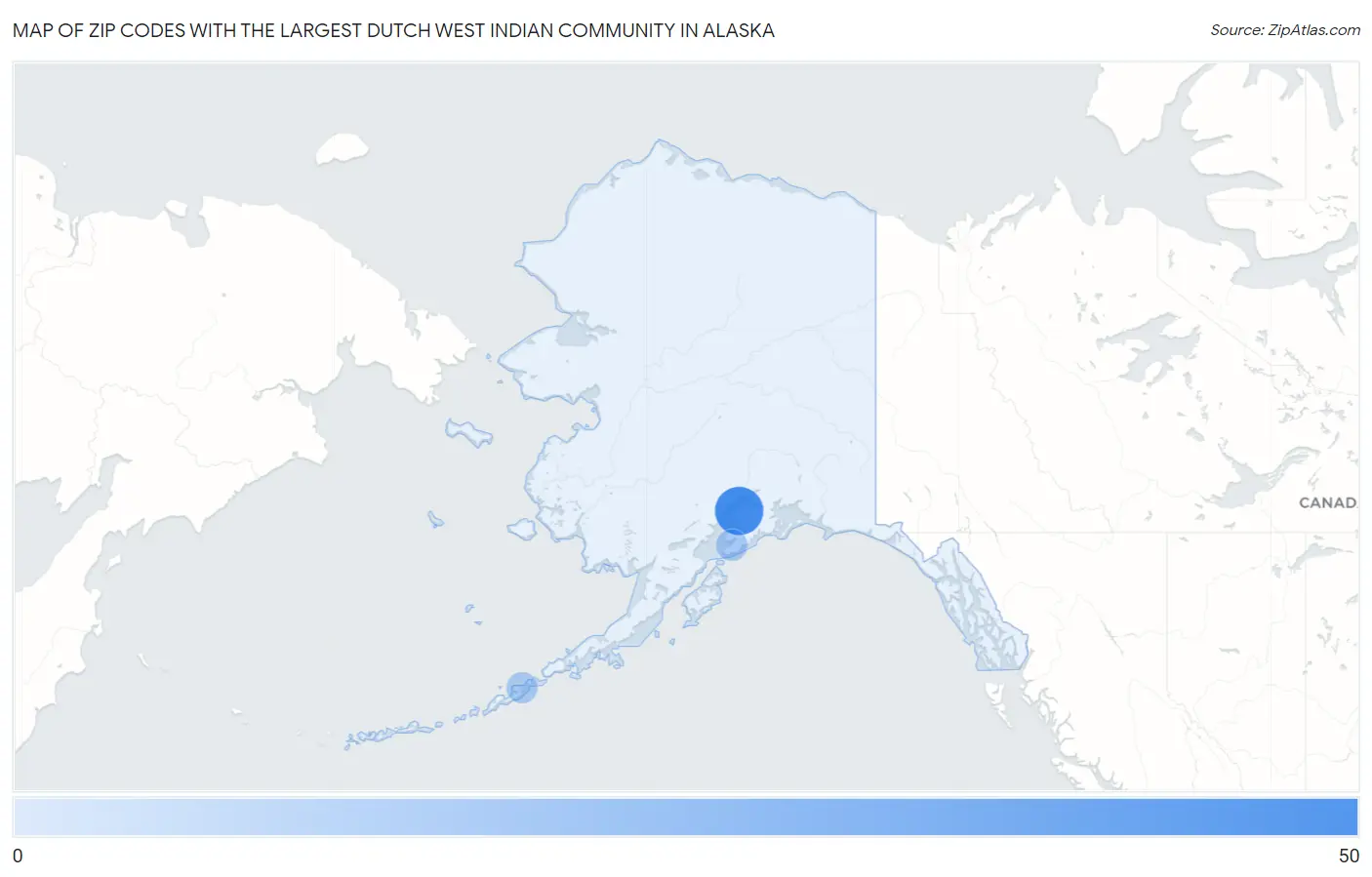 Zip Codes with the Largest Dutch West Indian Community in Alaska Map