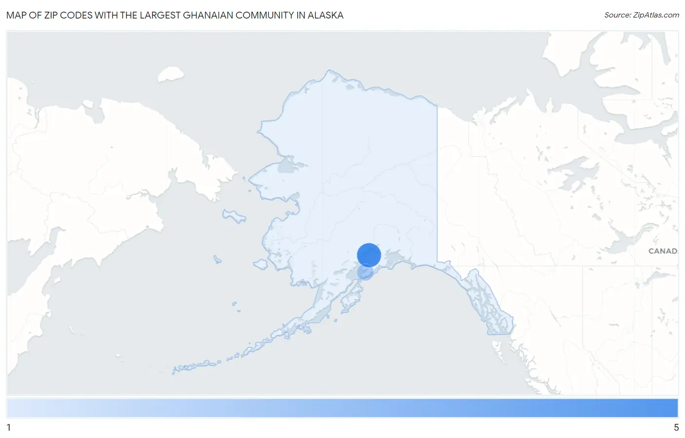 Zip Codes with the Largest Ghanaian Community in Alaska Map