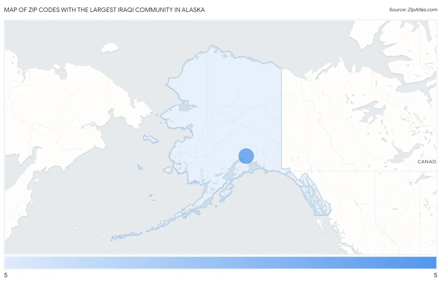 Zip Codes with the Largest Iraqi Community in Alaska Map