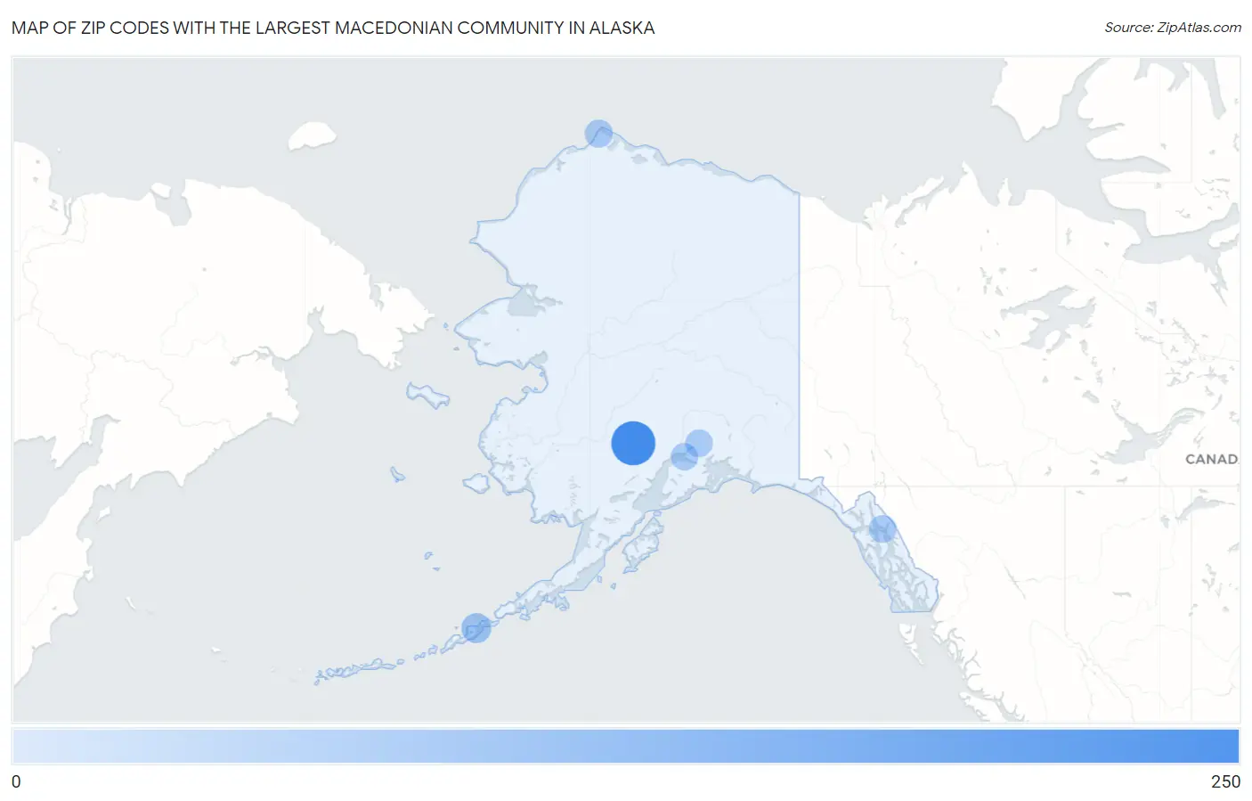 Zip Codes with the Largest Macedonian Community in Alaska Map
