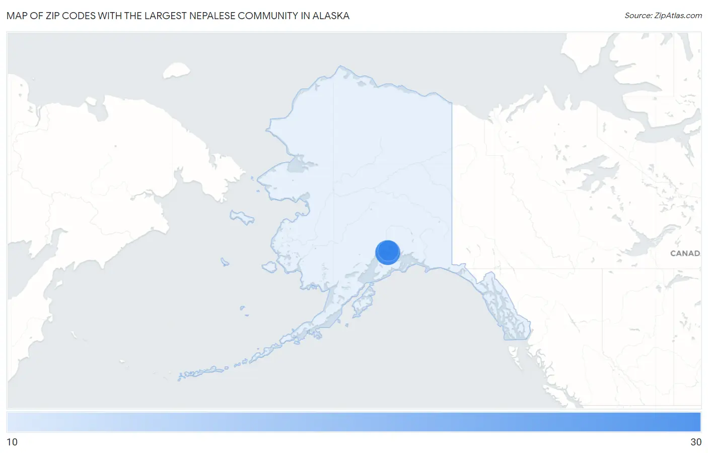 Zip Codes with the Largest Nepalese Community in Alaska Map