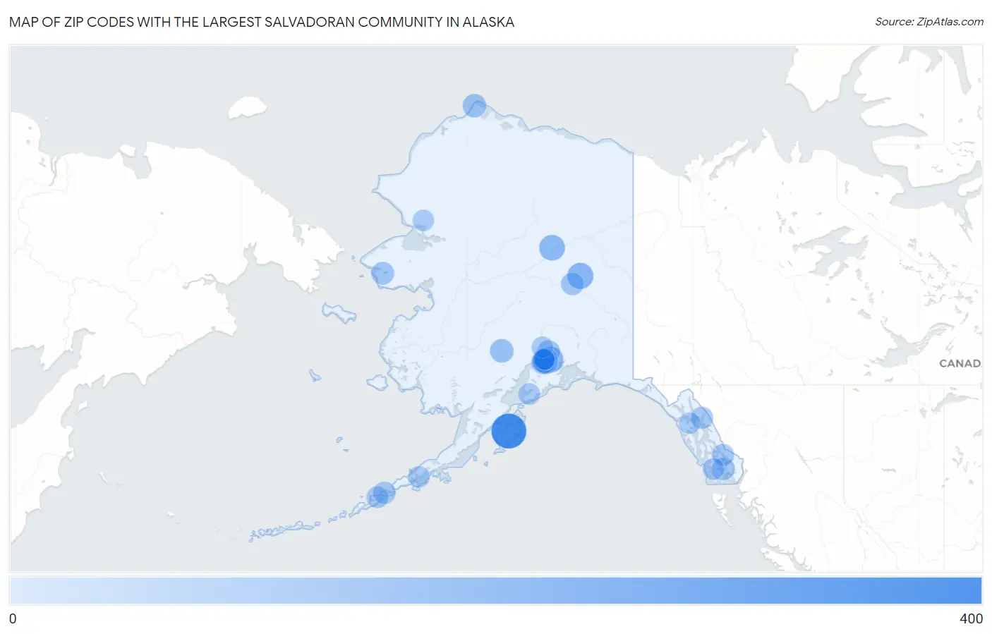 Zip Codes with the Largest Salvadoran Community in Alaska Map
