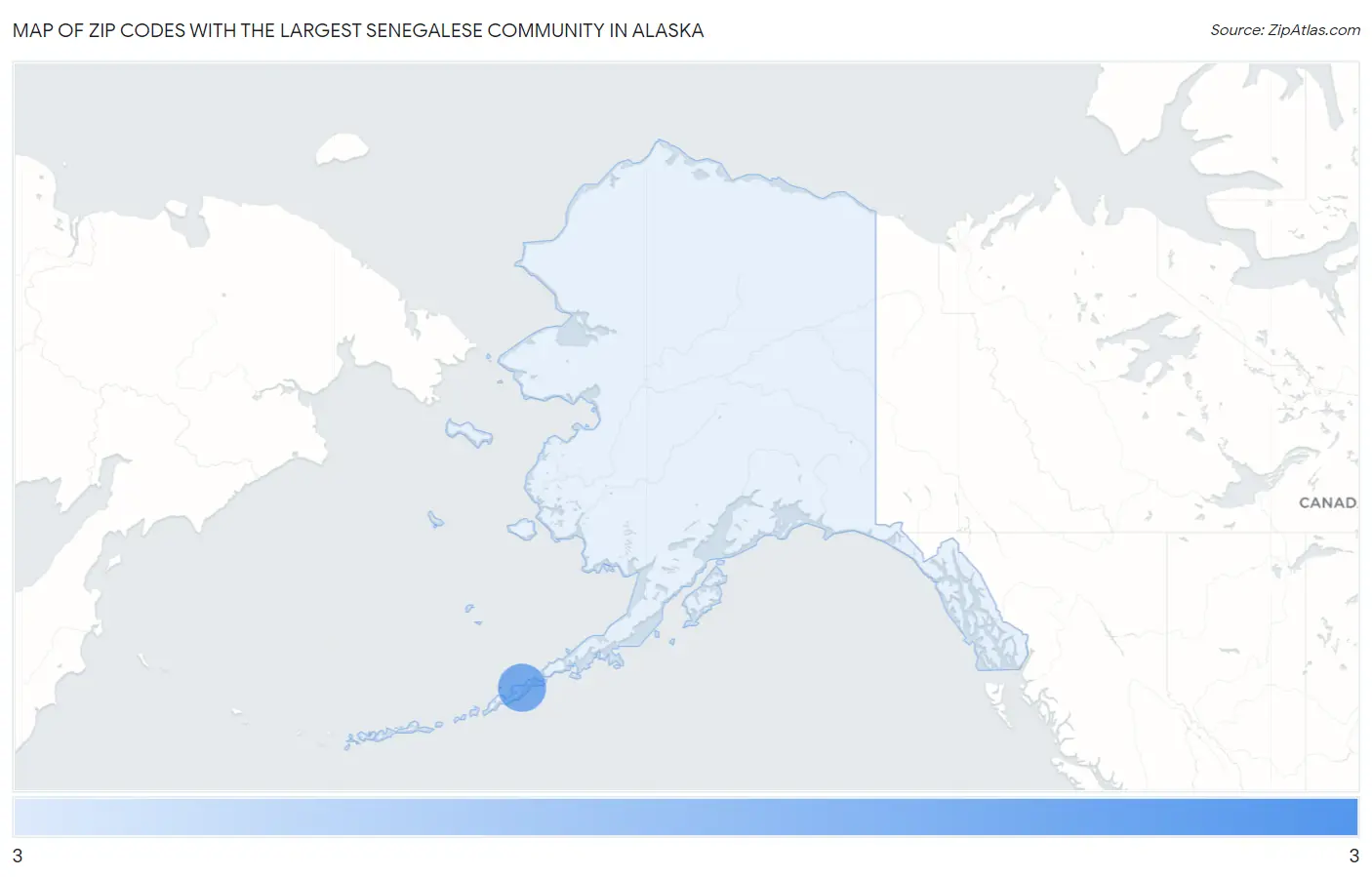 Zip Codes with the Largest Senegalese Community in Alaska Map
