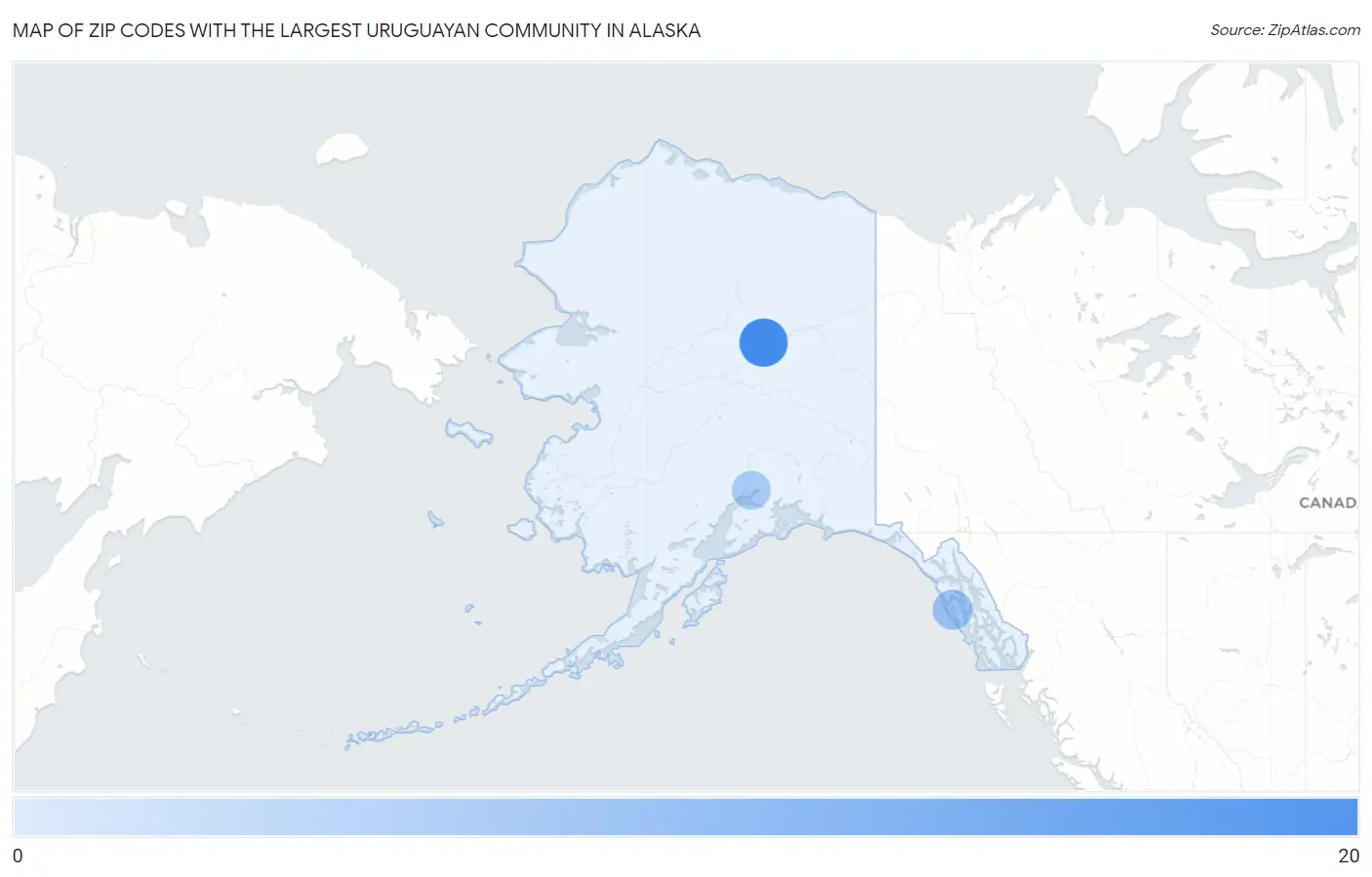 Zip Codes with the Largest Uruguayan Community in Alaska Map