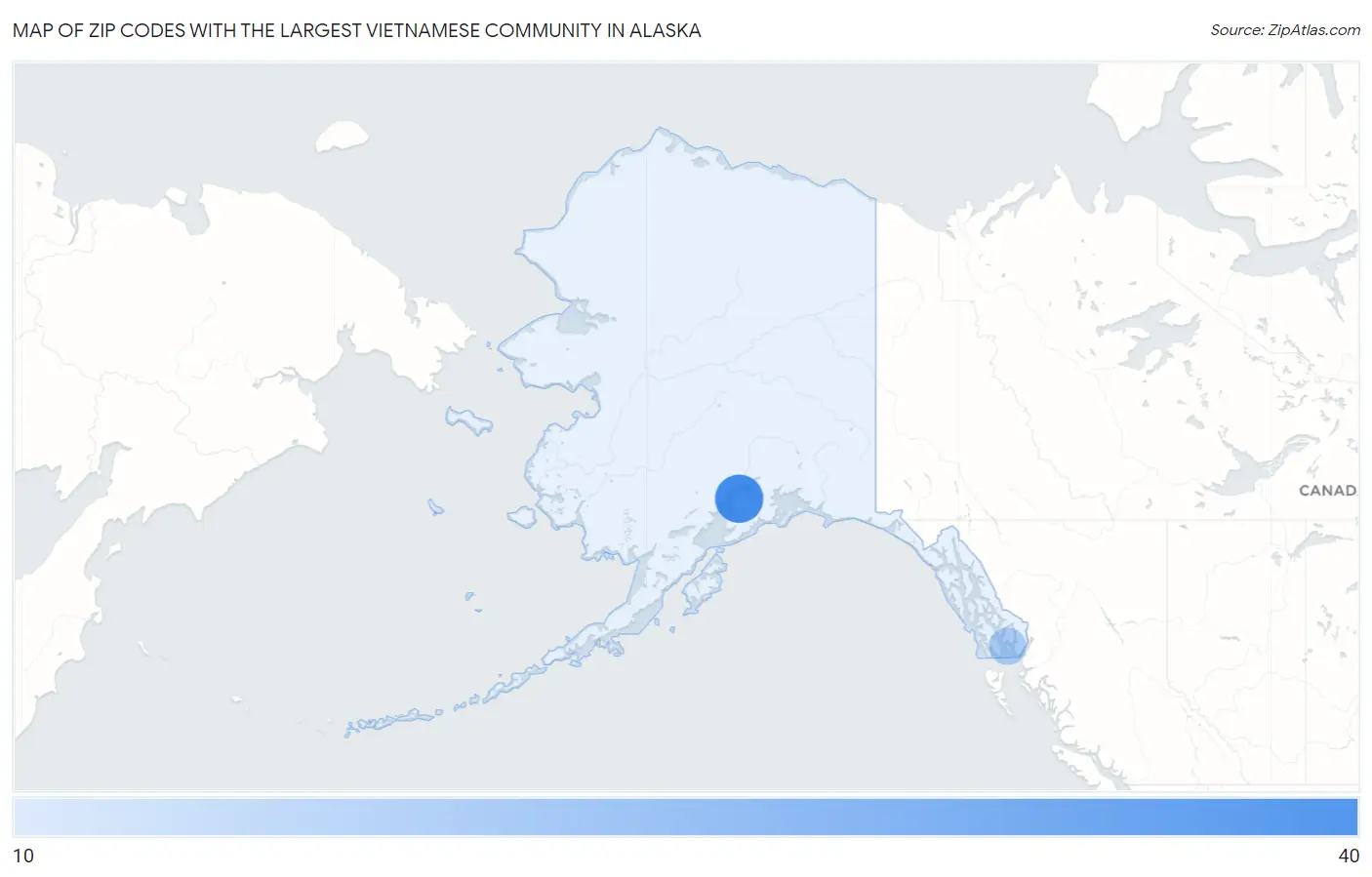 Zip Codes with the Largest Vietnamese Community in Alaska Map