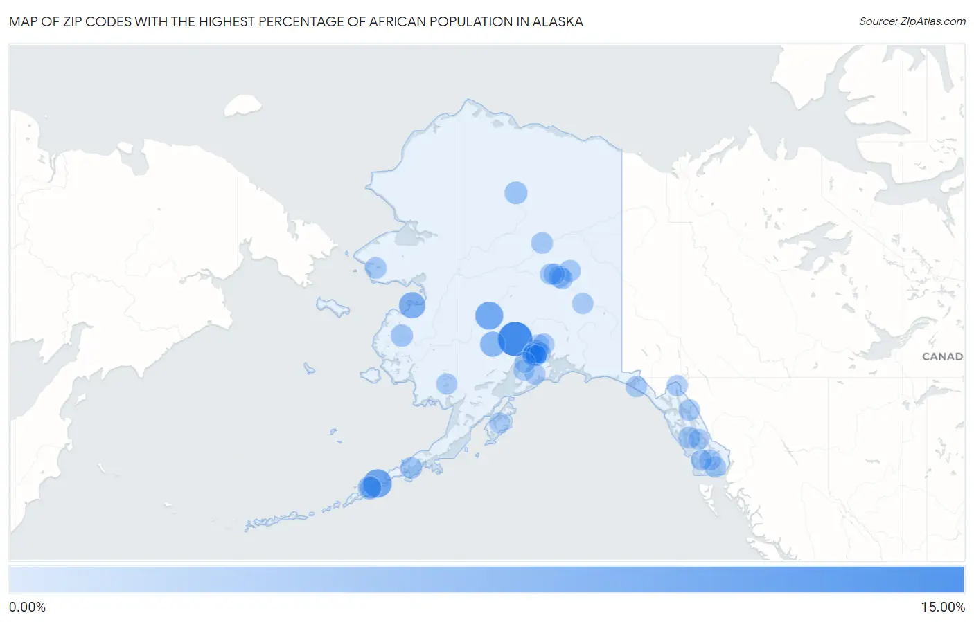 Zip Codes with the Highest Percentage of African Population in Alaska Map