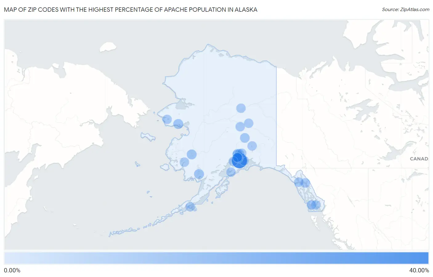Zip Codes with the Highest Percentage of Apache Population in Alaska Map