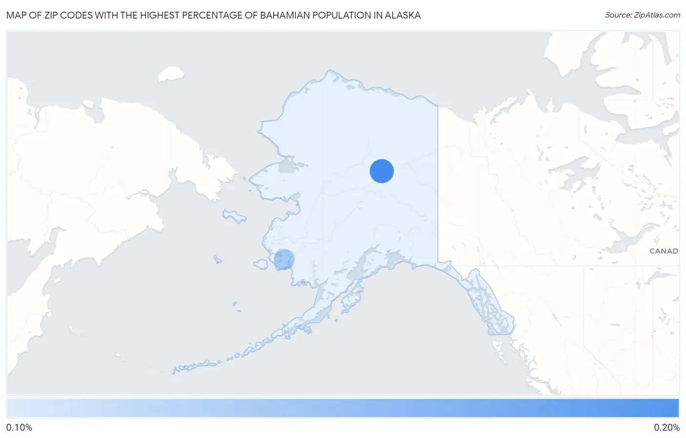 Zip Codes with the Highest Percentage of Bahamian Population in Alaska Map