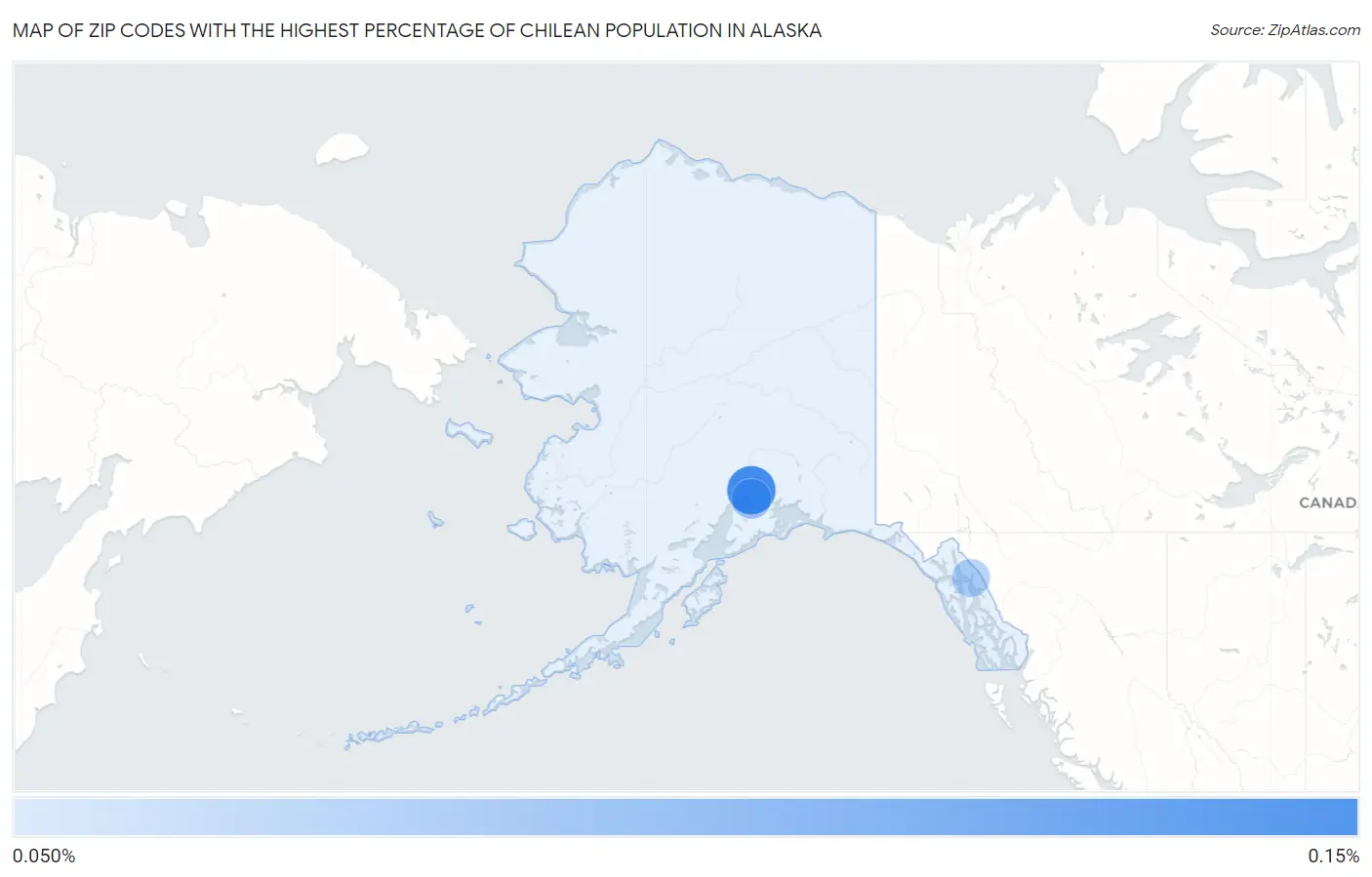 Zip Codes with the Highest Percentage of Chilean Population in Alaska Map