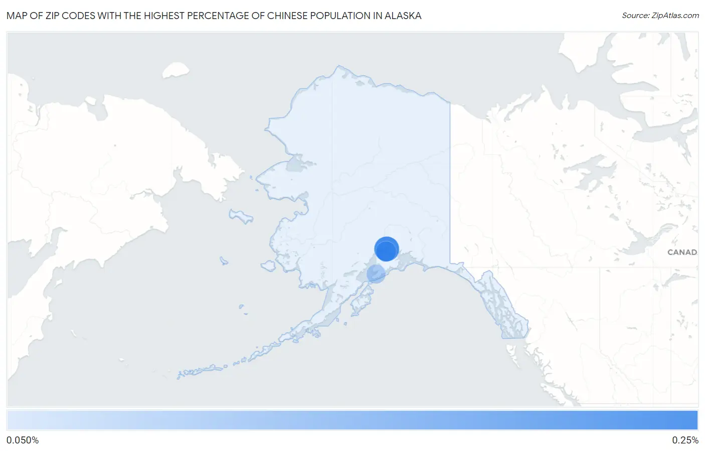 Zip Codes with the Highest Percentage of Chinese Population in Alaska Map