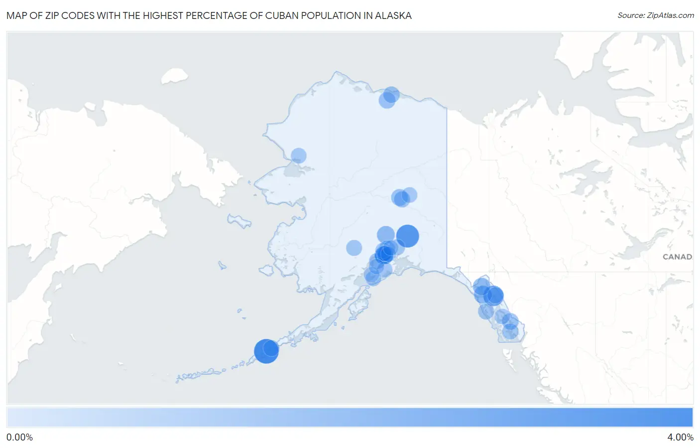 Zip Codes with the Highest Percentage of Cuban Population in Alaska Map