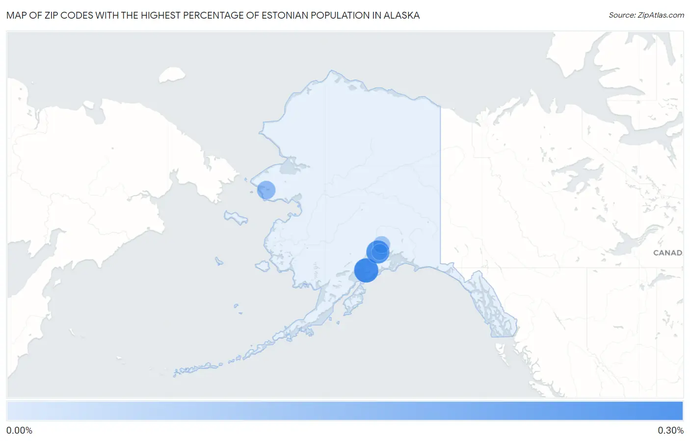 Zip Codes with the Highest Percentage of Estonian Population in Alaska Map