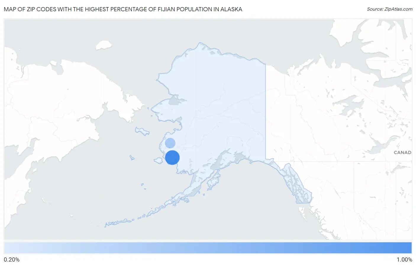 Zip Codes with the Highest Percentage of Fijian Population in Alaska Map