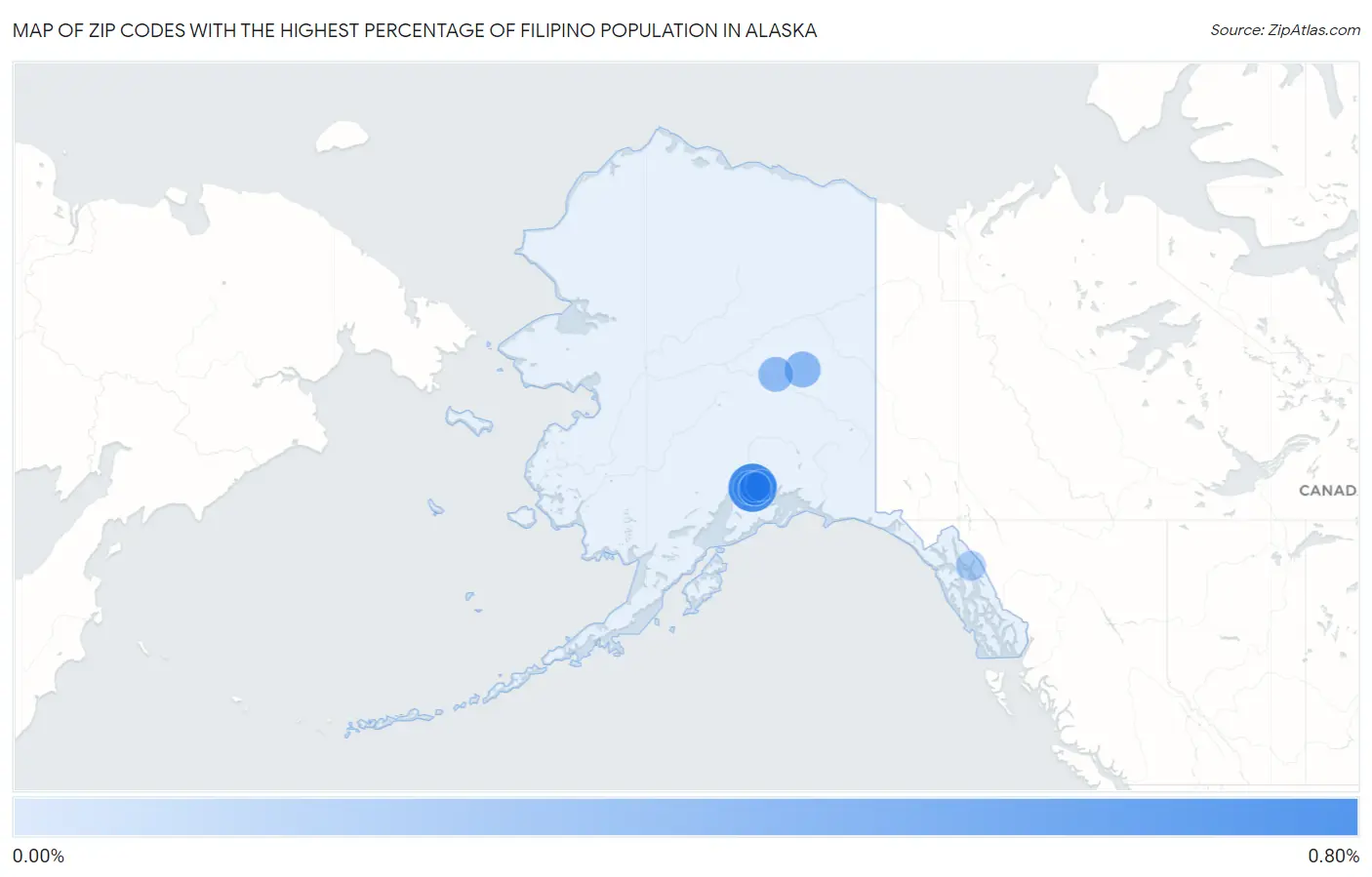 Zip Codes with the Highest Percentage of Filipino Population in Alaska Map