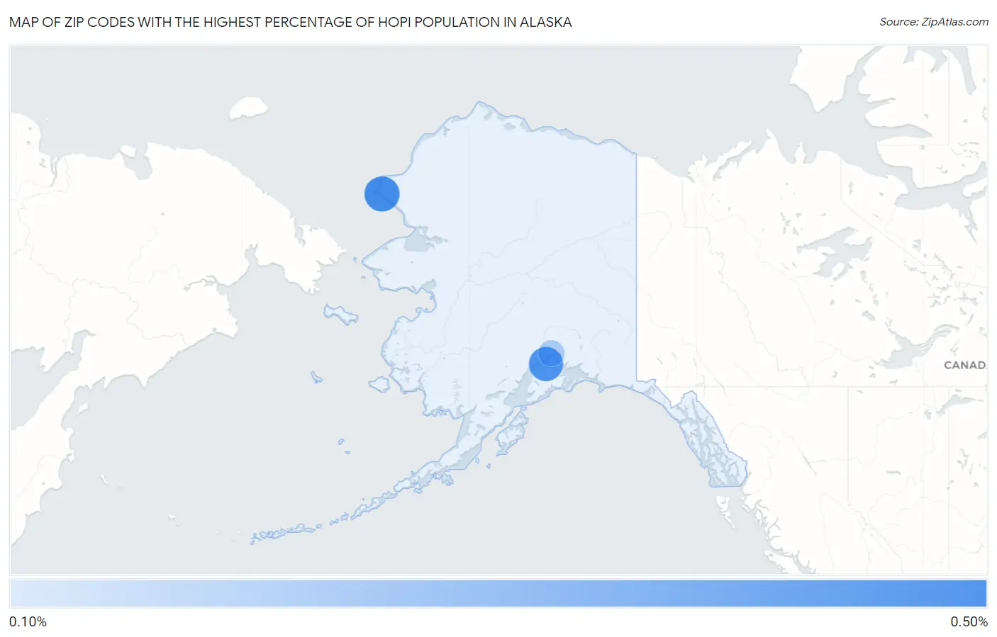 Zip Codes with the Highest Percentage of Hopi Population in Alaska Map