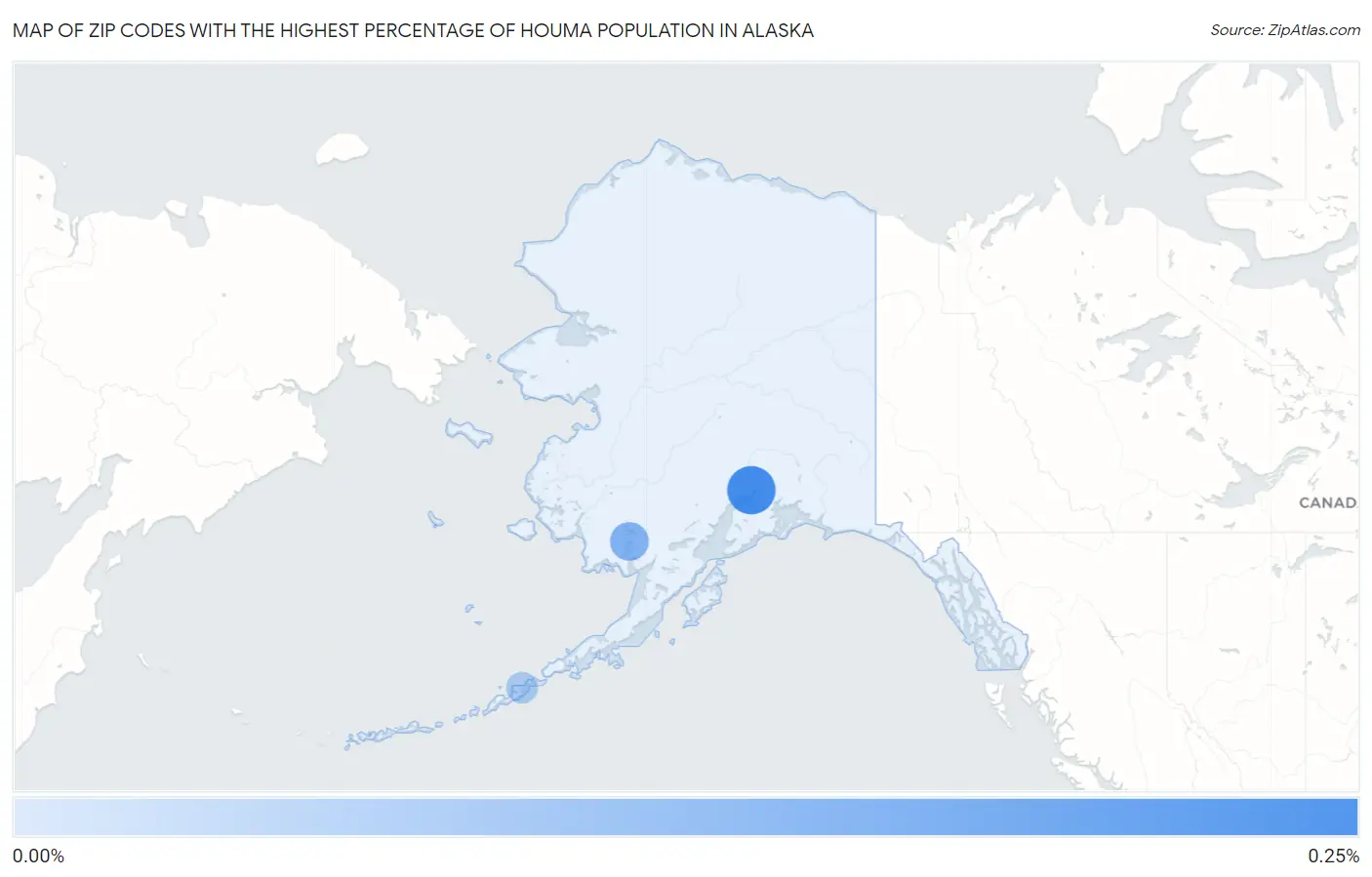 Zip Codes with the Highest Percentage of Houma Population in Alaska Map
