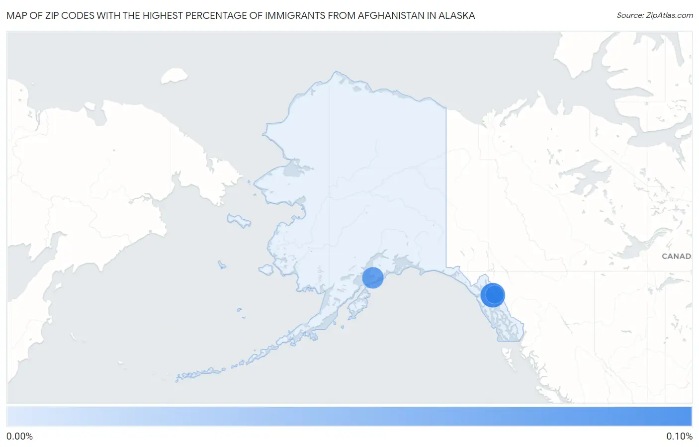 Zip Codes with the Highest Percentage of Immigrants from Afghanistan in Alaska Map