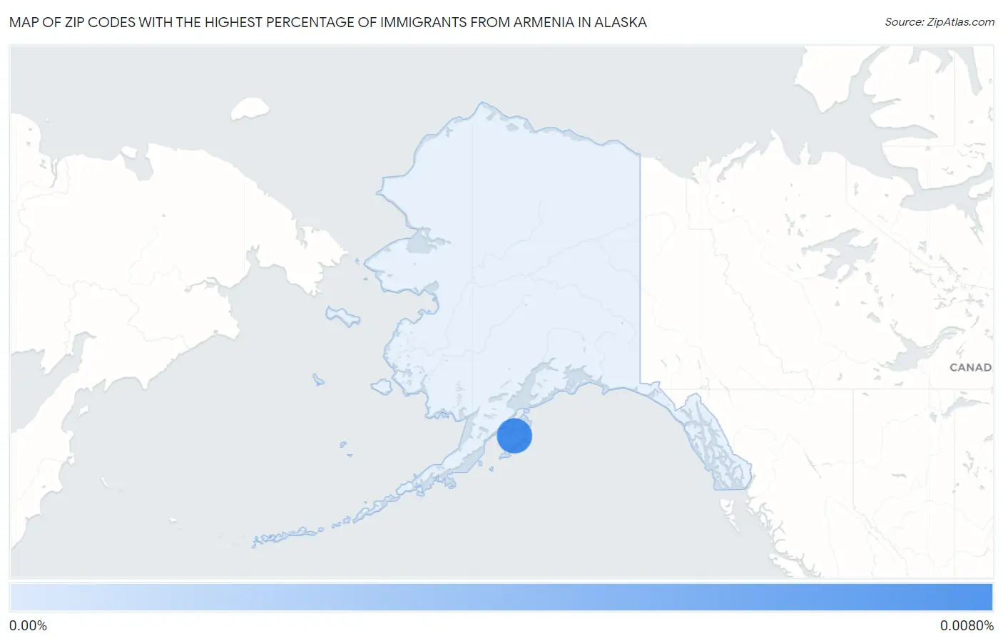 Zip Codes with the Highest Percentage of Immigrants from Armenia in Alaska Map