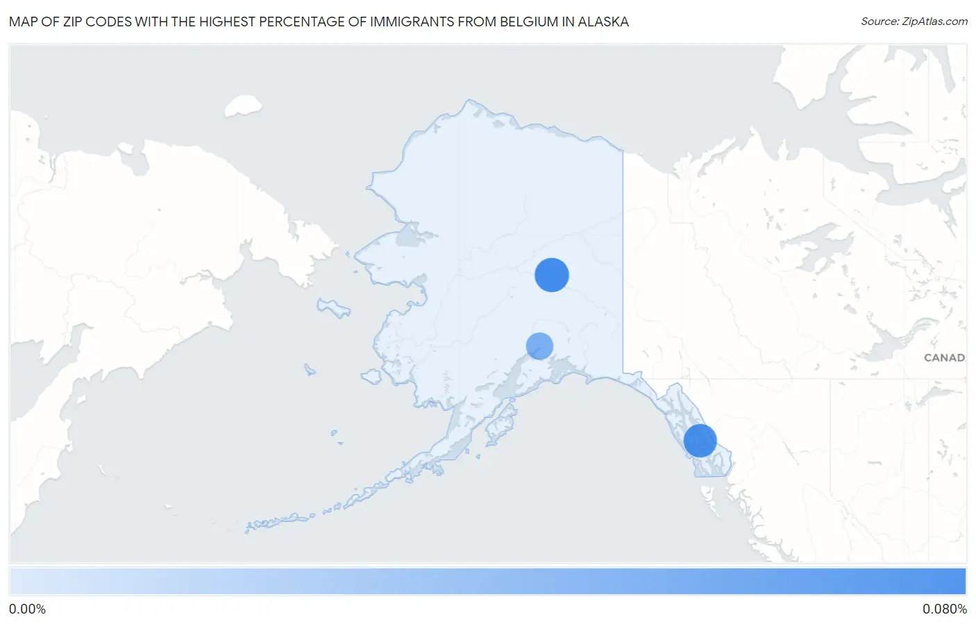 Zip Codes with the Highest Percentage of Immigrants from Belgium in Alaska Map