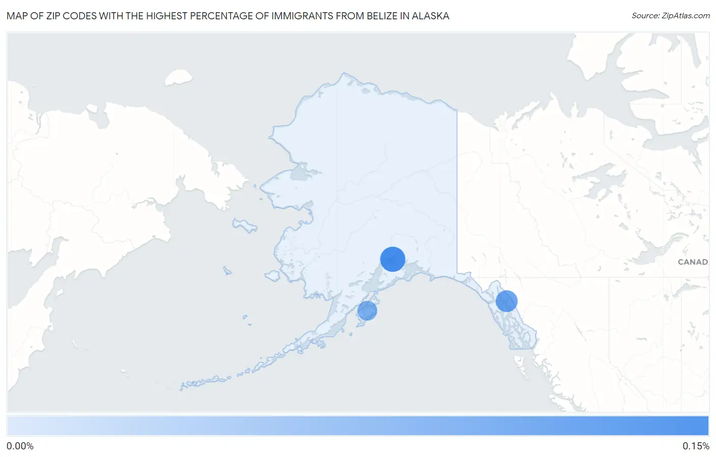 Zip Codes with the Highest Percentage of Immigrants from Belize in Alaska Map