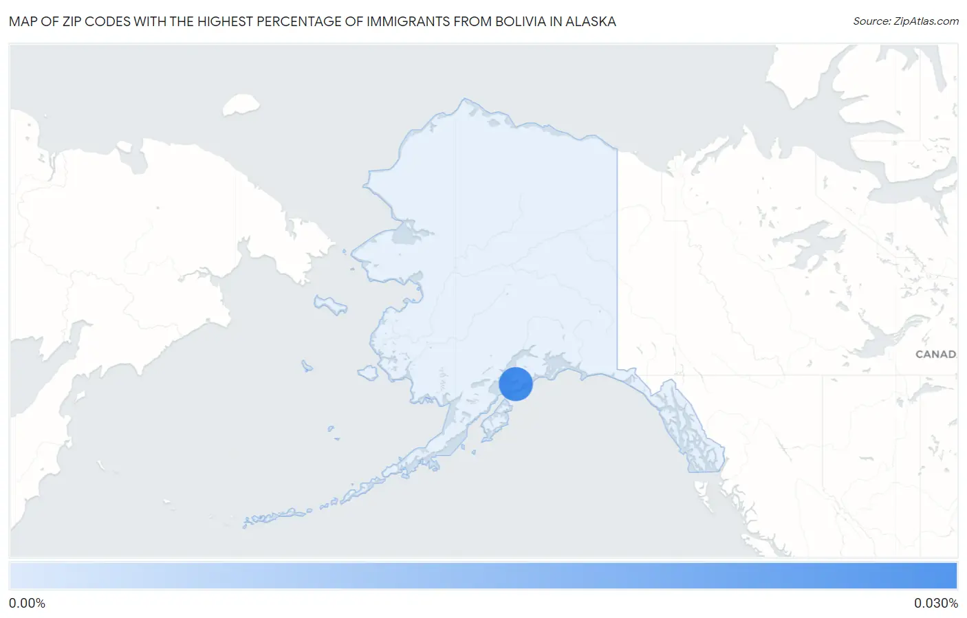 Zip Codes with the Highest Percentage of Immigrants from Bolivia in Alaska Map
