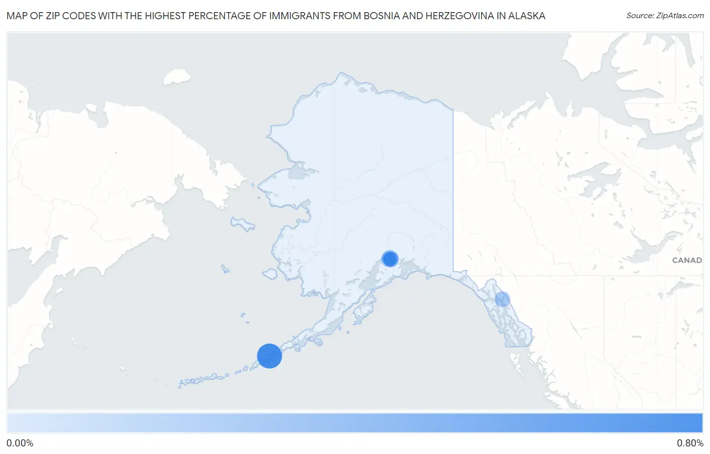 Zip Codes with the Highest Percentage of Immigrants from Bosnia and Herzegovina in Alaska Map