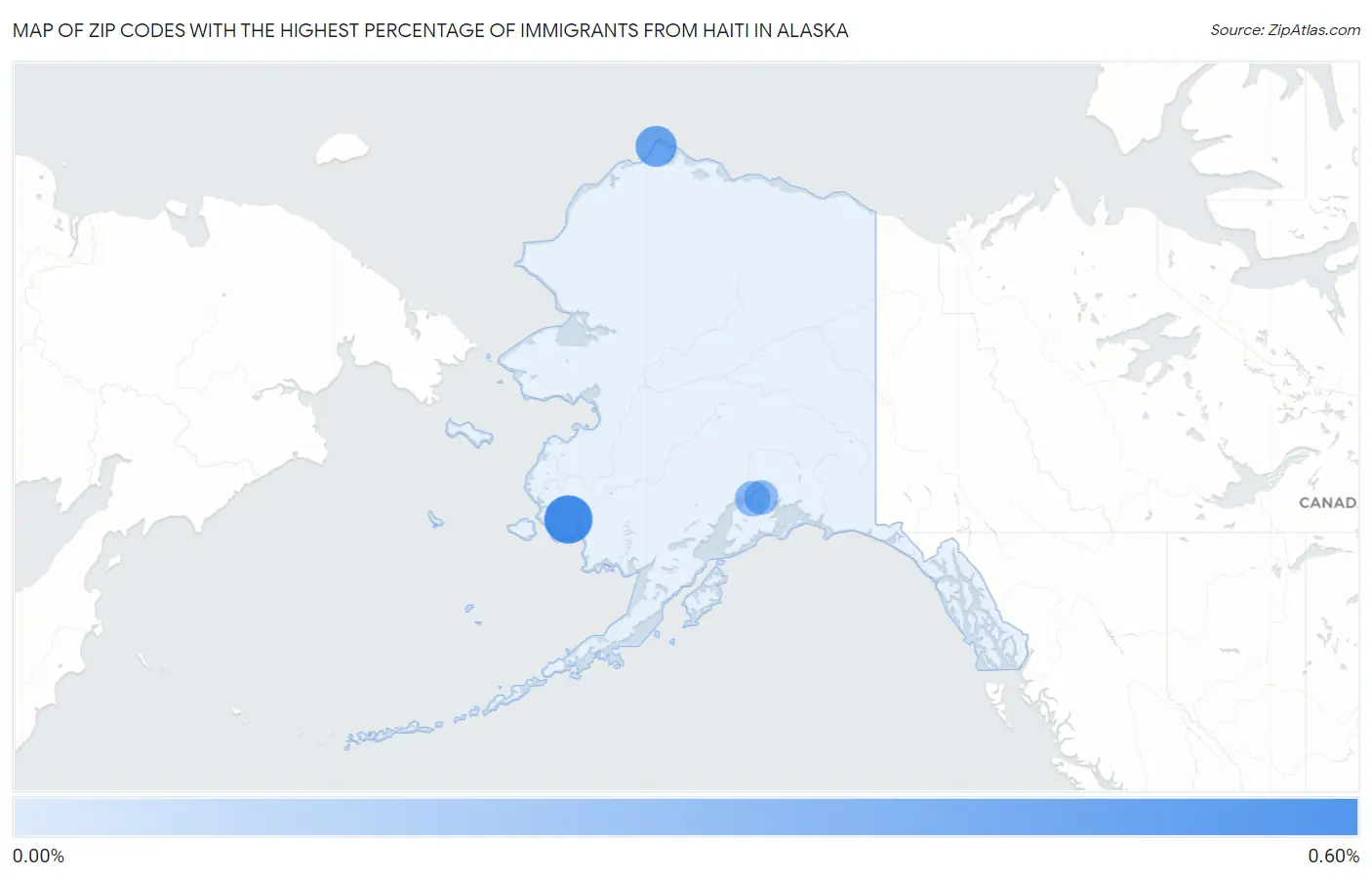 Zip Codes with the Highest Percentage of Immigrants from Haiti in Alaska Map