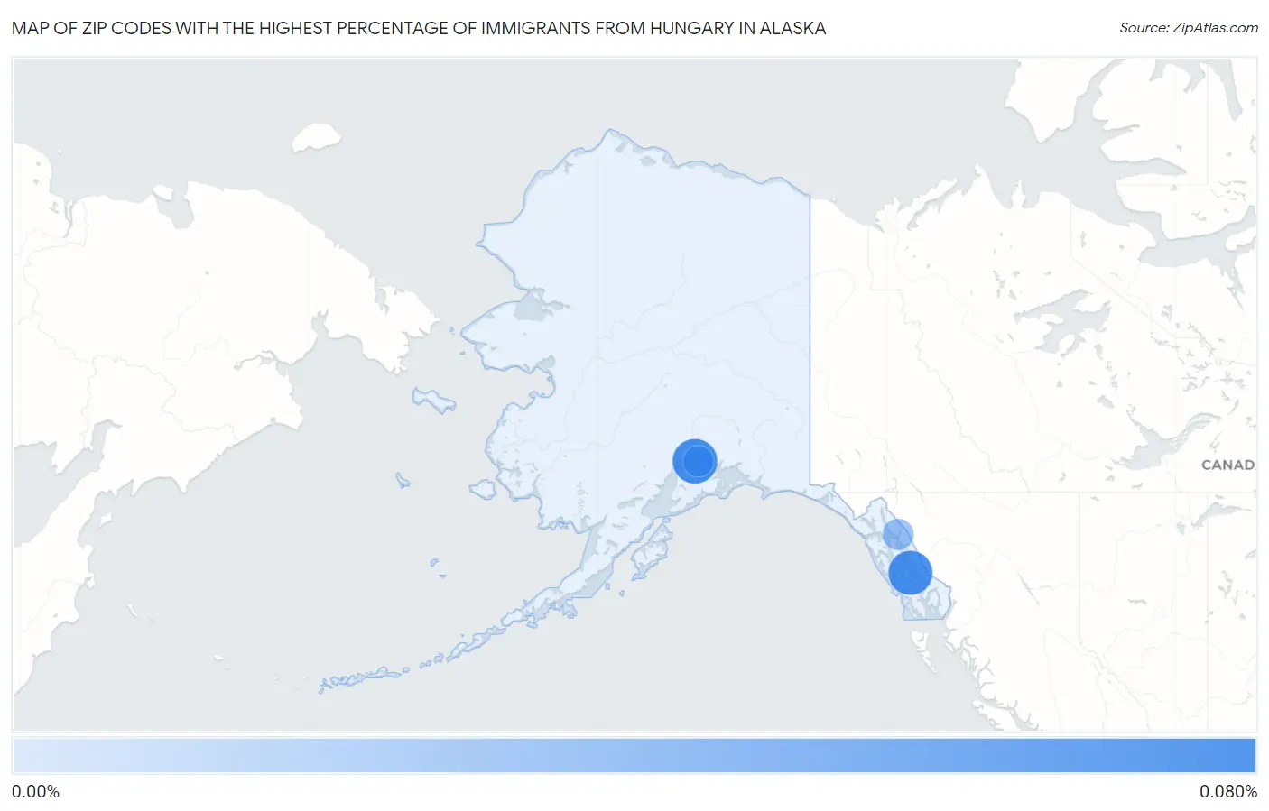 Zip Codes with the Highest Percentage of Immigrants from Hungary in Alaska Map