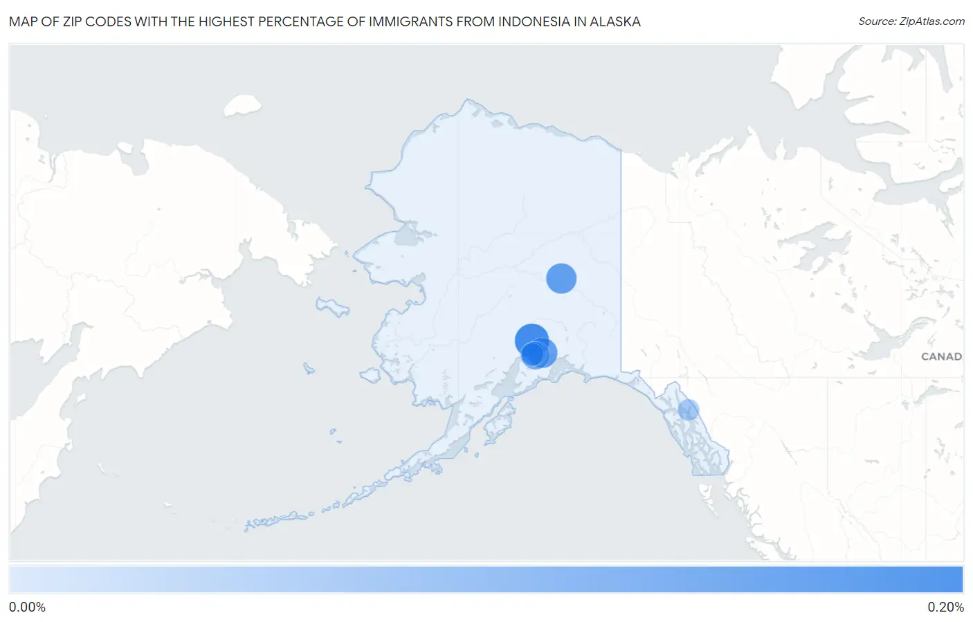Zip Codes with the Highest Percentage of Immigrants from Indonesia in Alaska Map