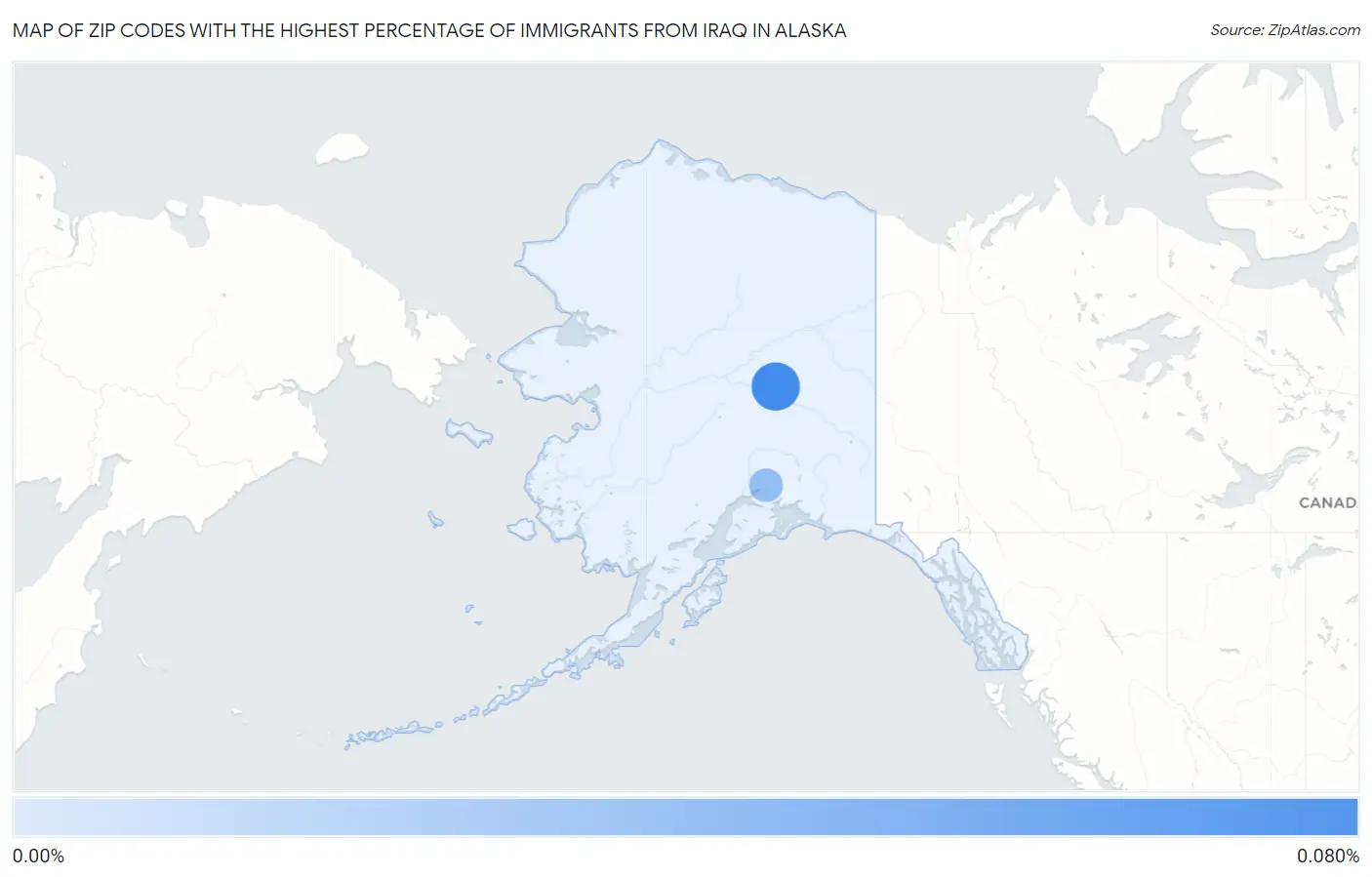 Zip Codes with the Highest Percentage of Immigrants from Iraq in Alaska Map