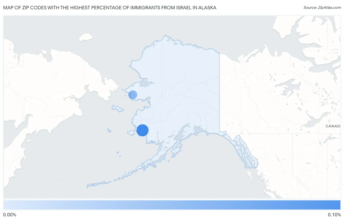 Zip Codes with the Highest Percentage of Immigrants from Israel in Alaska Map