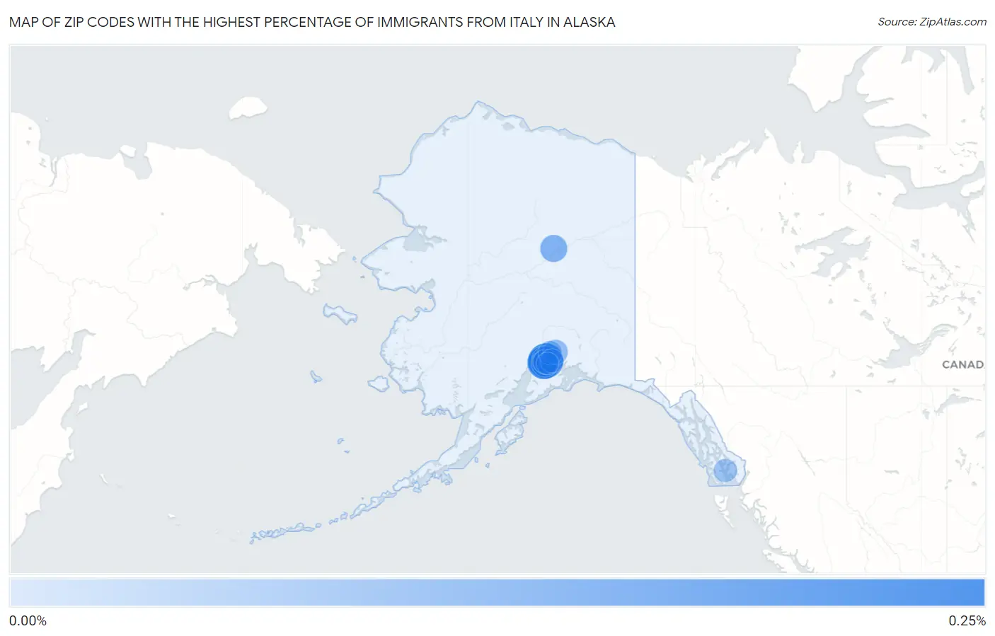Zip Codes with the Highest Percentage of Immigrants from Italy in Alaska Map