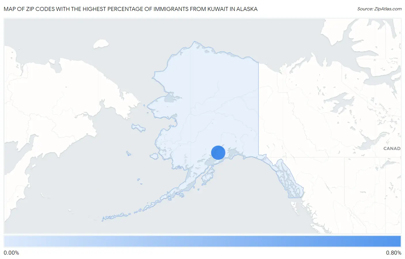 Zip Codes with the Highest Percentage of Immigrants from Kuwait in Alaska Map