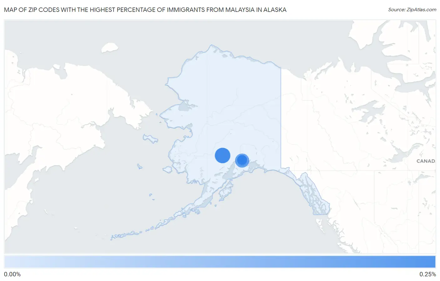 Zip Codes with the Highest Percentage of Immigrants from Malaysia in Alaska Map