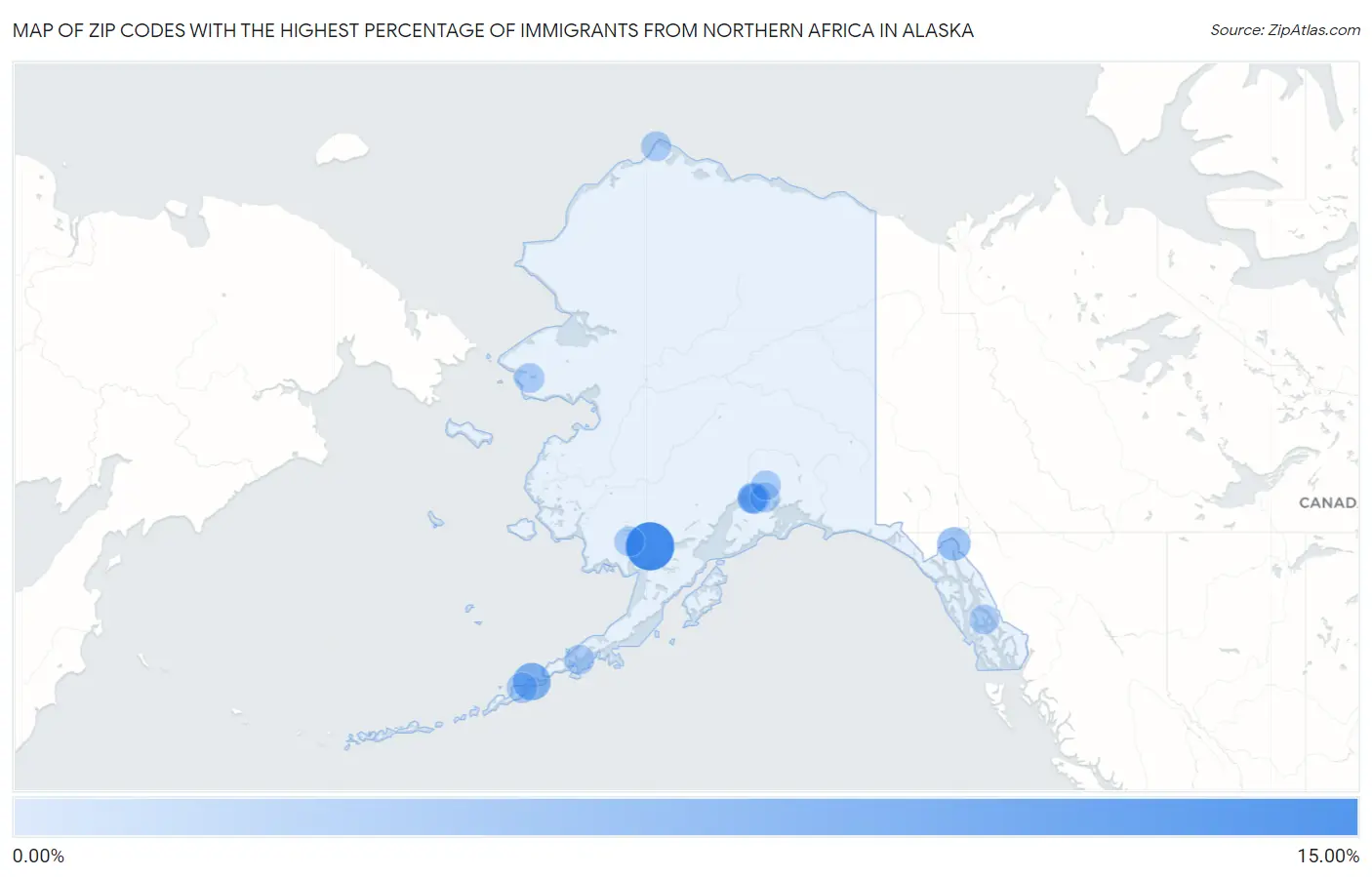 Zip Codes with the Highest Percentage of Immigrants from Northern Africa in Alaska Map