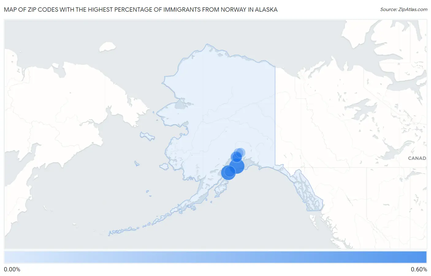 Zip Codes with the Highest Percentage of Immigrants from Norway in Alaska Map