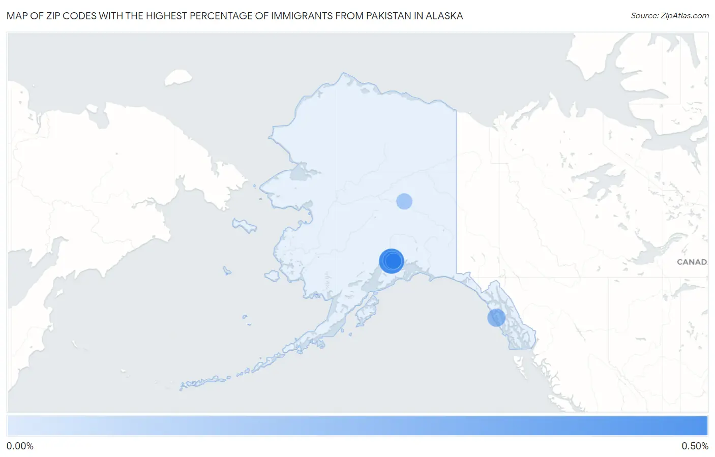 Zip Codes with the Highest Percentage of Immigrants from Pakistan in Alaska Map