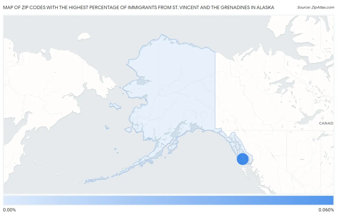 Zip Codes with the Highest Percentage of Immigrants from St. Vincent and the Grenadines in Alaska Map