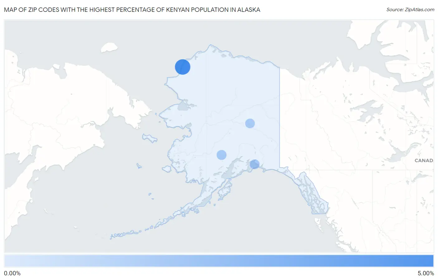 Zip Codes with the Highest Percentage of Kenyan Population in Alaska Map