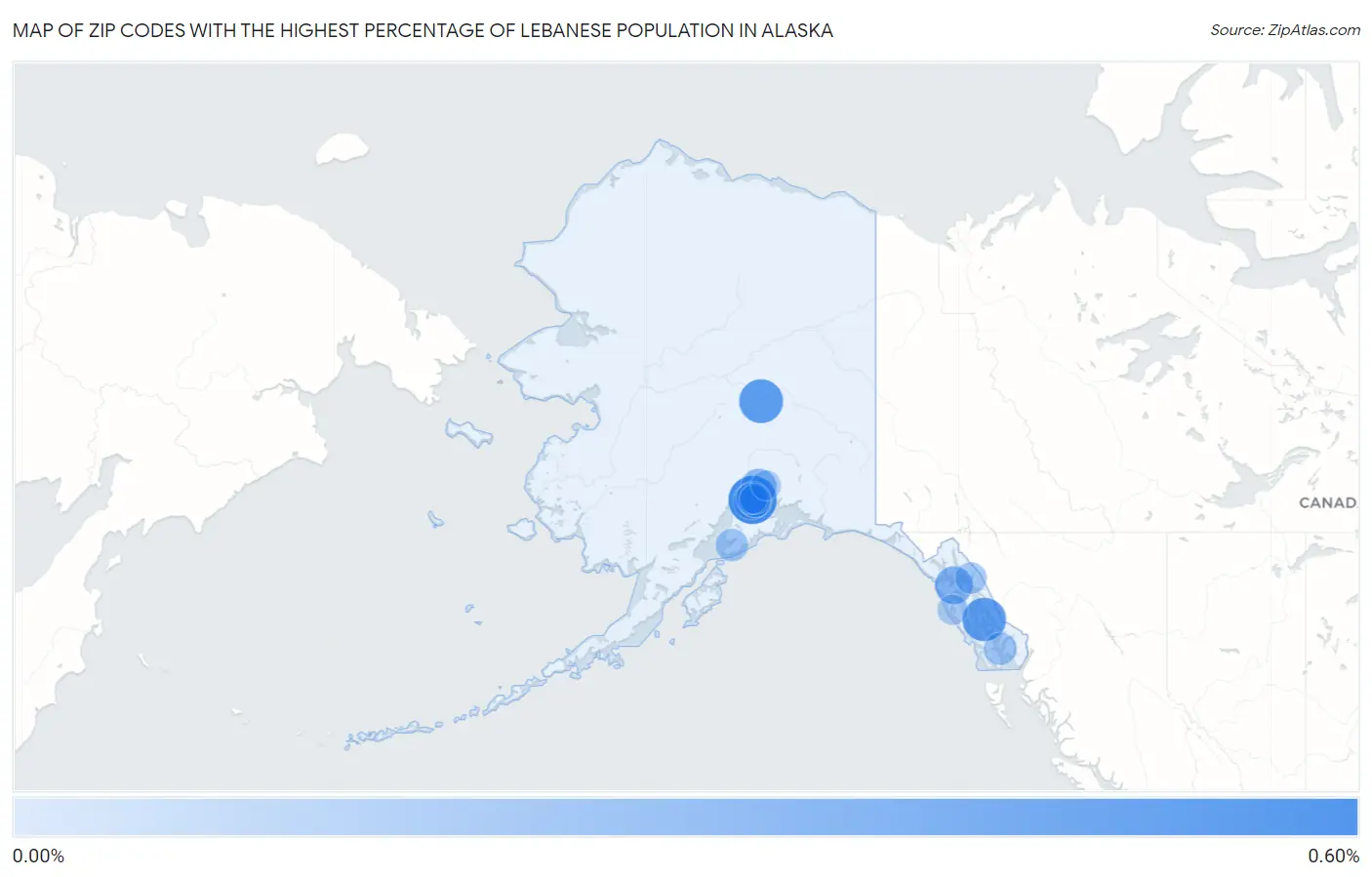 Zip Codes with the Highest Percentage of Lebanese Population in Alaska Map
