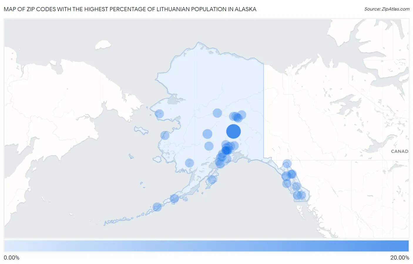 Zip Codes with the Highest Percentage of Lithuanian Population in Alaska Map