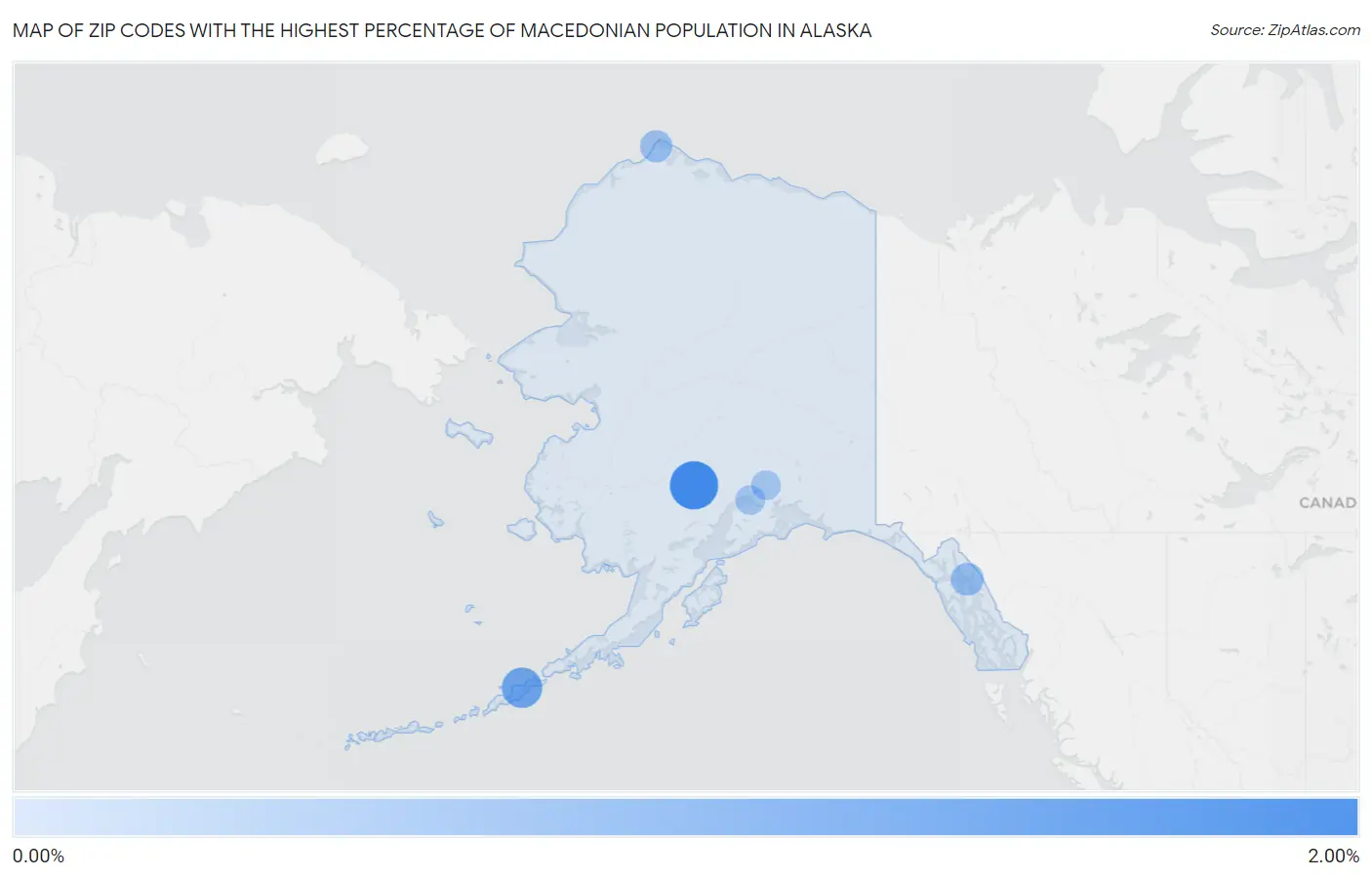 Zip Codes with the Highest Percentage of Macedonian Population in Alaska Map