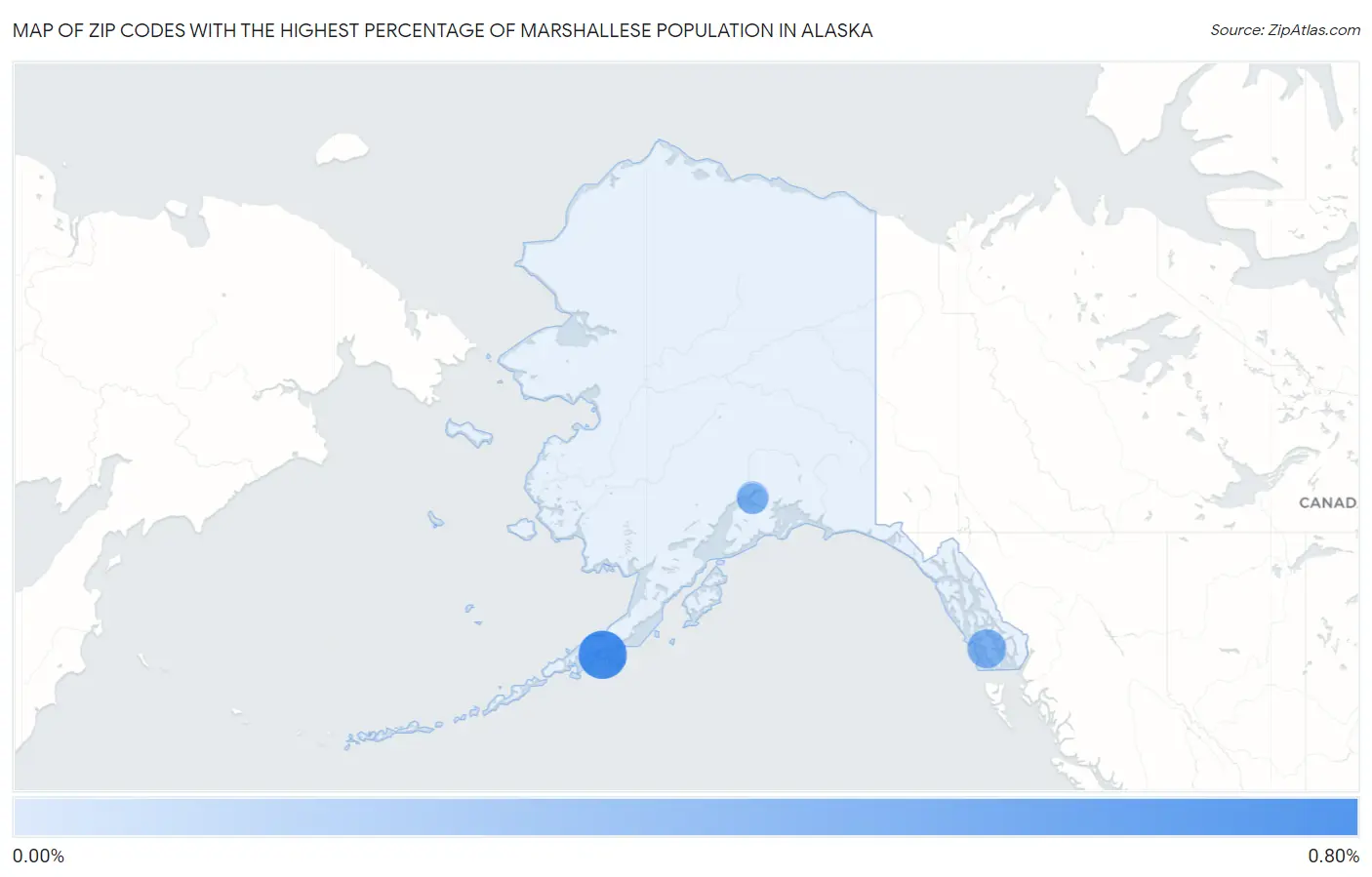 Zip Codes with the Highest Percentage of Marshallese Population in Alaska Map