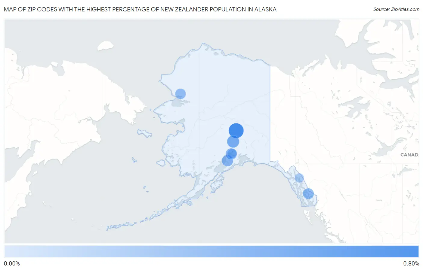 Zip Codes with the Highest Percentage of New Zealander Population in Alaska Map