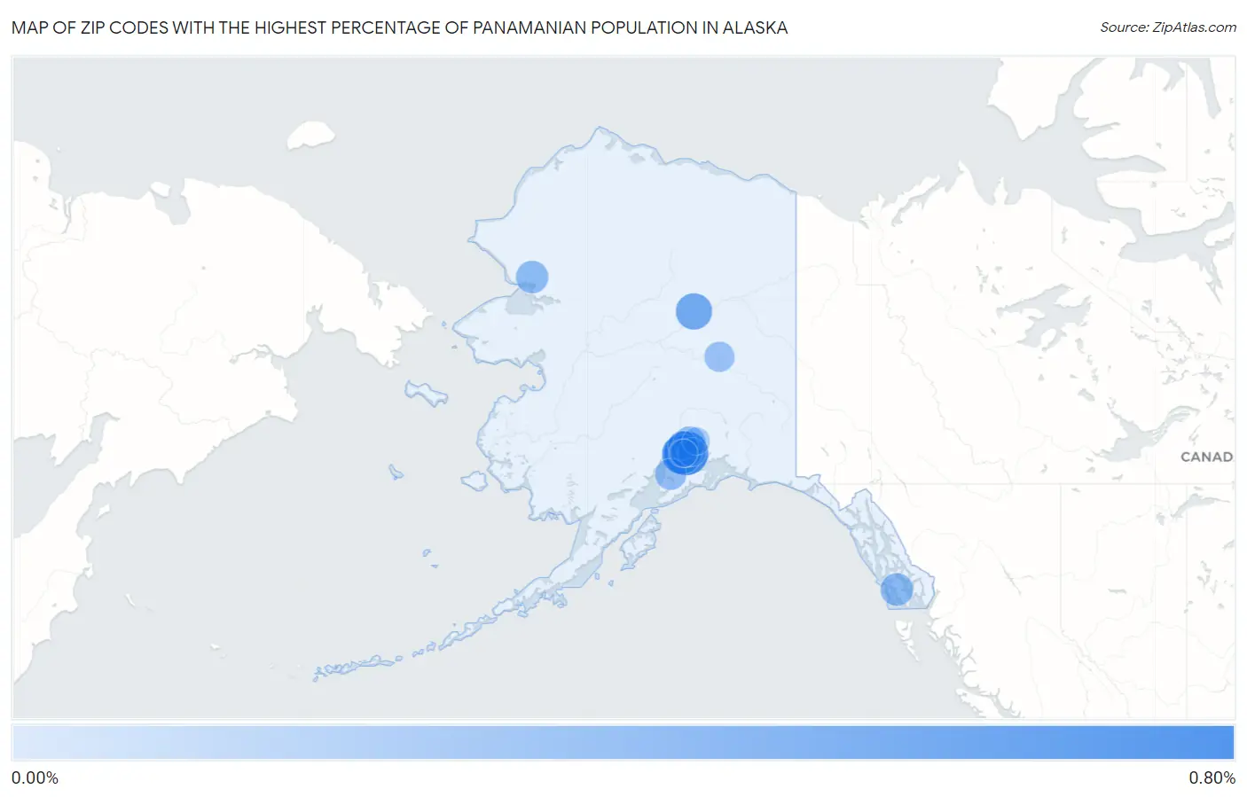 Zip Codes with the Highest Percentage of Panamanian Population in Alaska Map