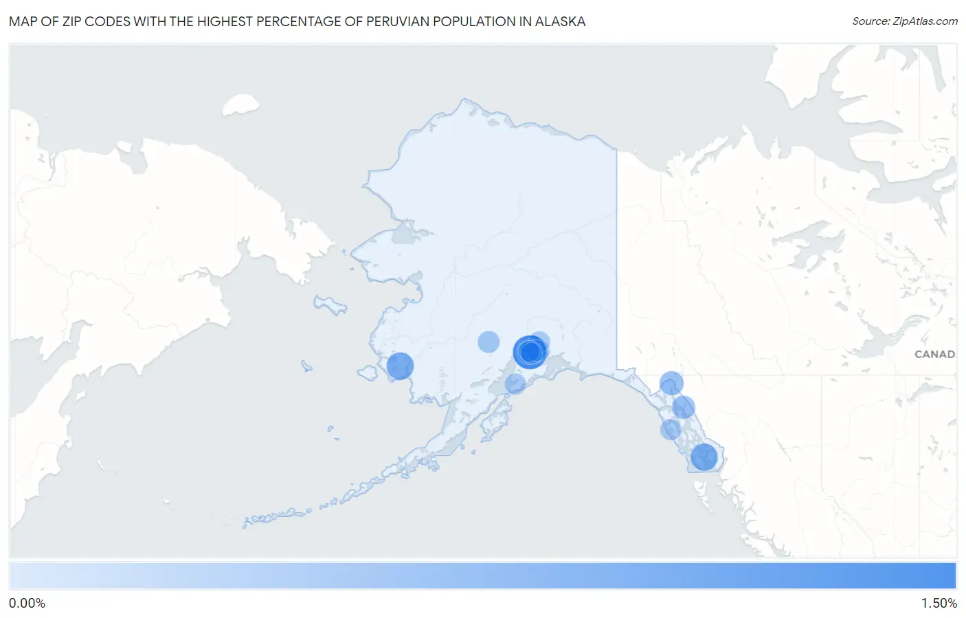 Zip Codes with the Highest Percentage of Peruvian Population in Alaska Map